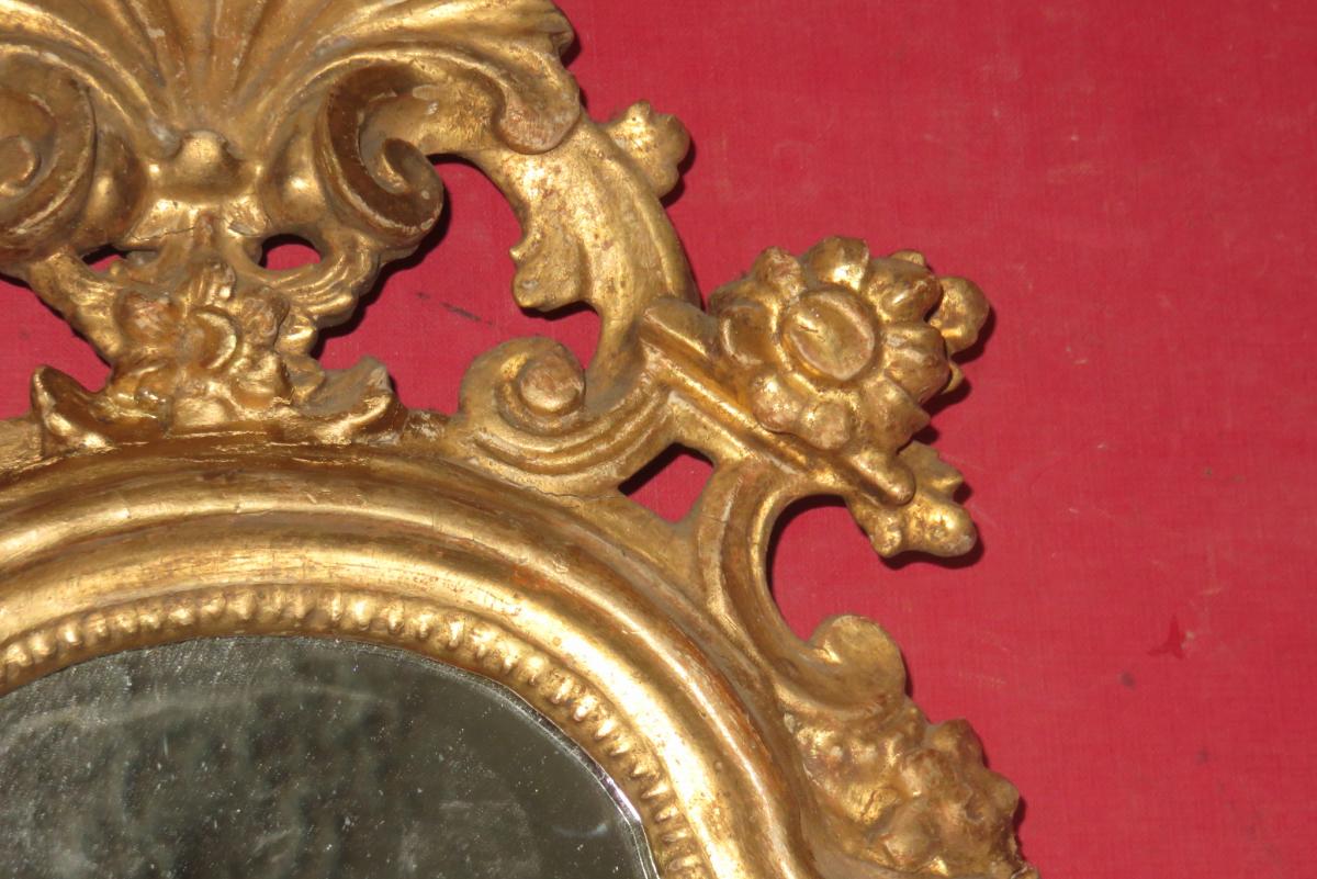 Miroir Italien, En Bois Doré, époque 18ème.-photo-3