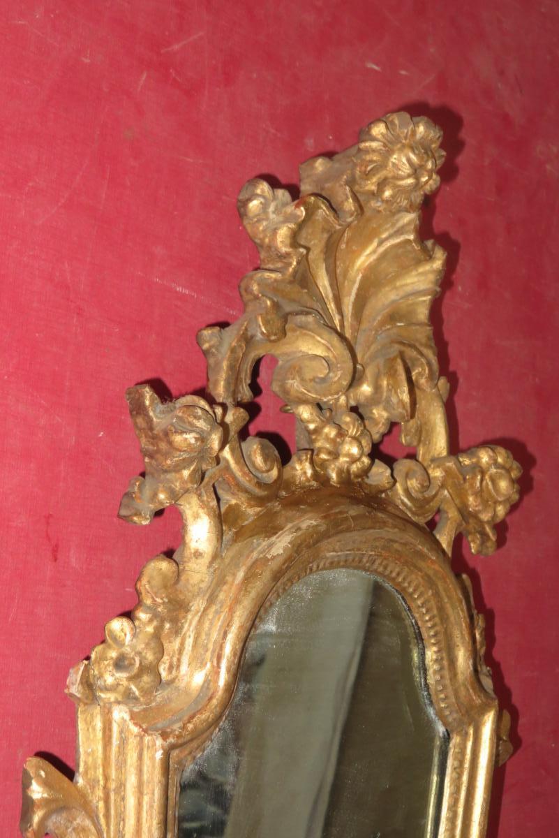 Miroir Italien, En Bois Doré, époque 18ème.-photo-5