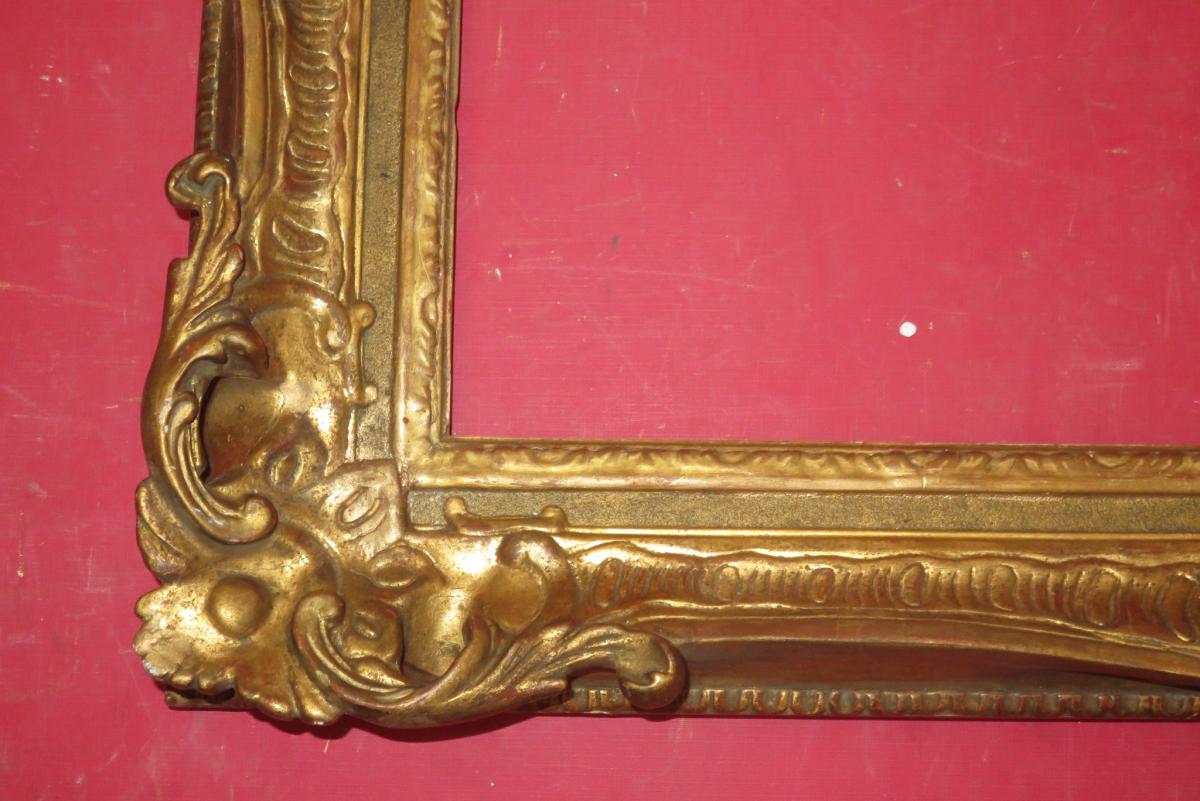 Cadre époque 19ème, En Bois Doré.-photo-1