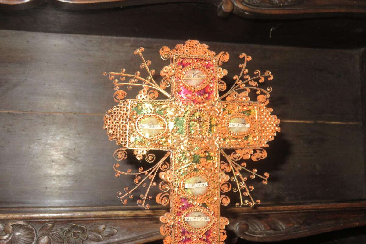 Cross Reliquary With Paperolles, 19th Time.-photo-5