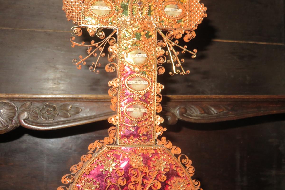 Cross Reliquary With Paperolles, 19th Time.-photo-6