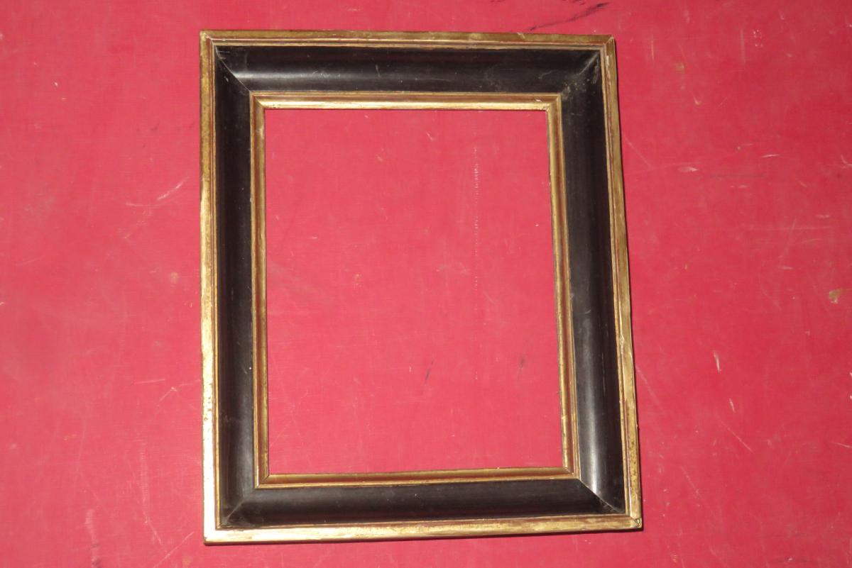 Cadre En Bois Noir Et Or, époque Fin 18ème.