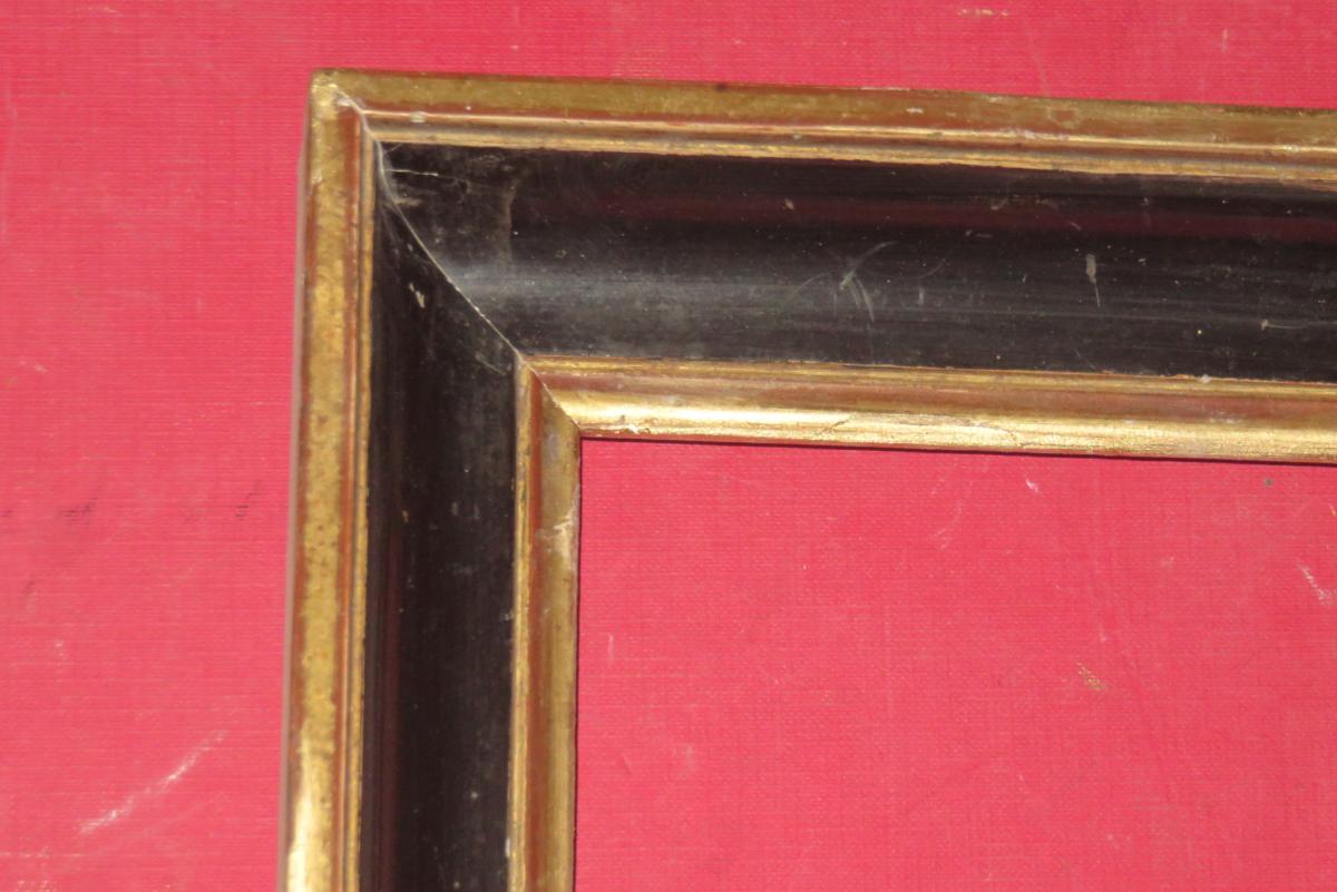 Cadre En Bois Noir Et Or, époque Fin 18ème.-photo-2