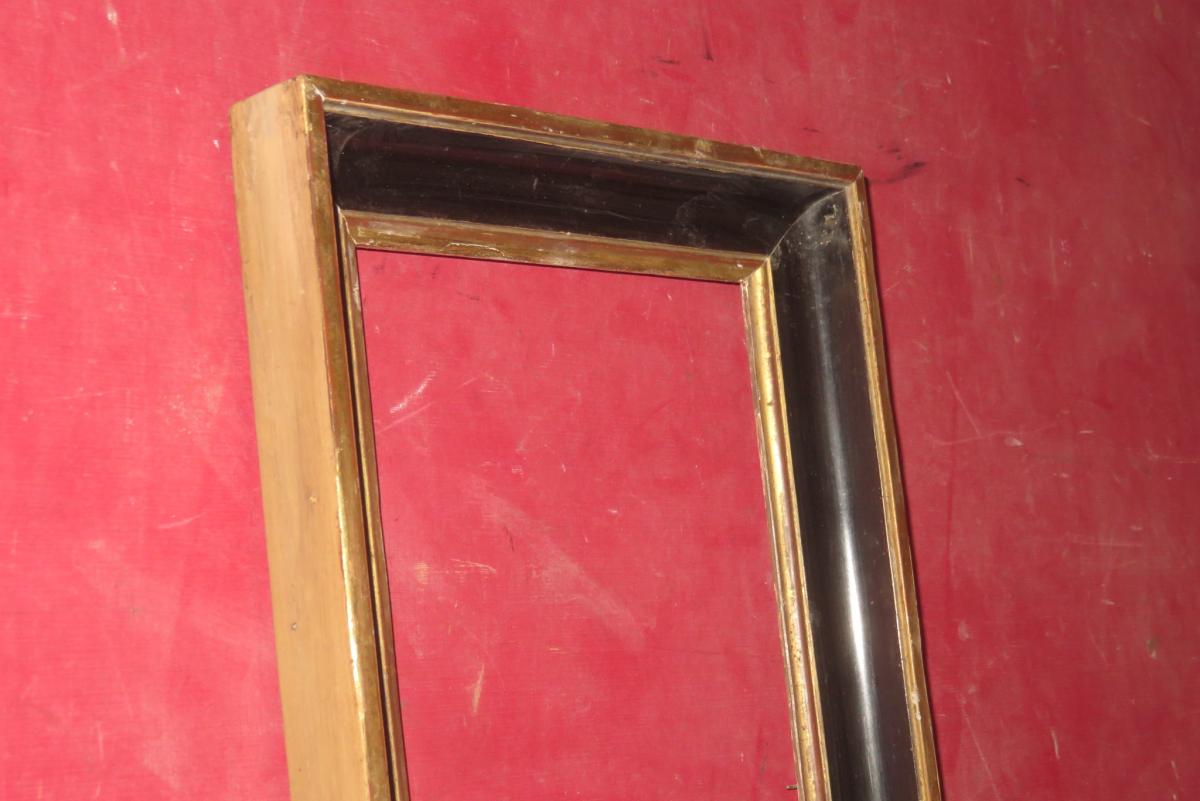 Cadre En Bois Noir Et Or, époque Fin 18ème.-photo-1