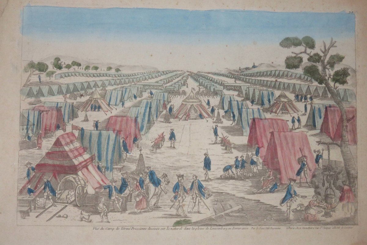 " Vue d'un camp de l'Armée Prussienne", vue d'optique époque 18ème.-photo-2