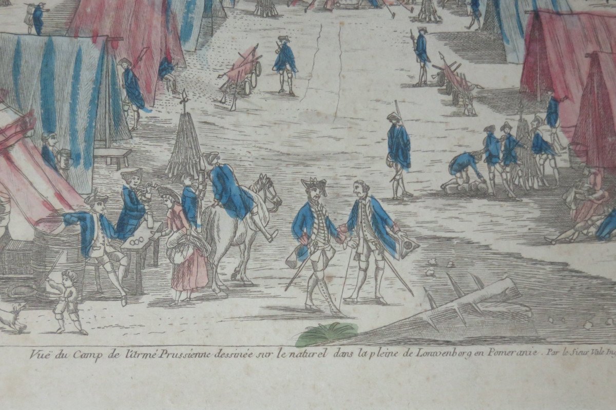 " Vue d'un camp de l'Armée Prussienne", vue d'optique époque 18ème.-photo-2