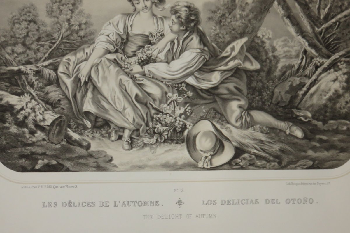 " Les Charmes du Printemps " et " Les Délices de l'Automne "; gravures époque 19ème.-photo-3