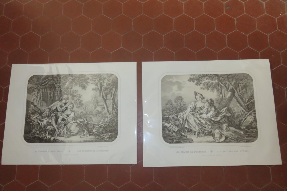 " Les Charmes du Printemps " et " Les Délices de l'Automne "; gravures époque 19ème.