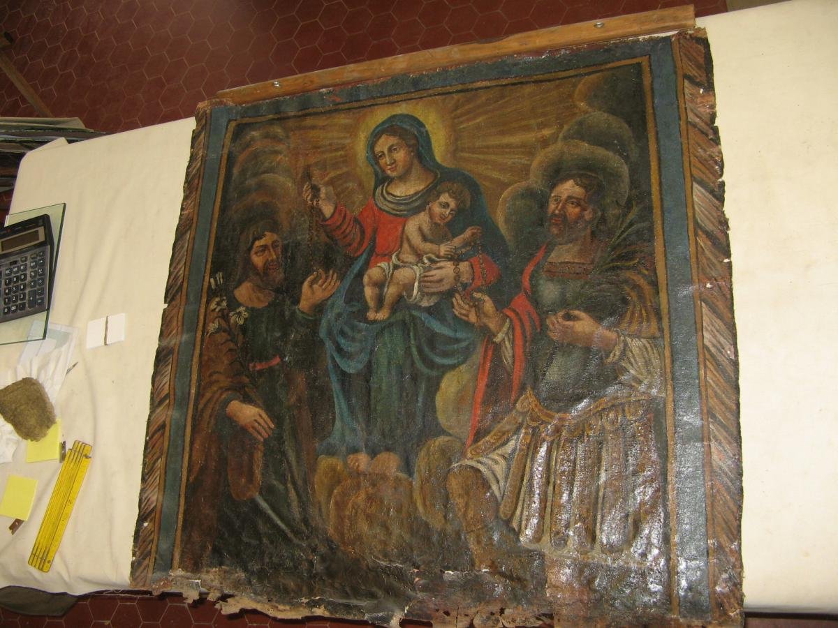 Painting, 17th, Recto-verso, Virgin With The Child.-photo-3