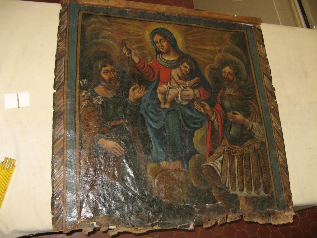 Peinture, 17ème, Recto-verso, Vierge Avec l'Enfant.-photo-4
