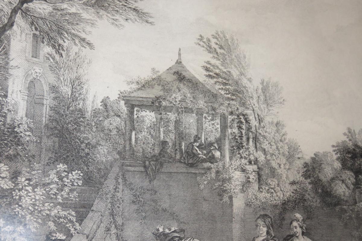 " Départ de Chasse ", gravure époque 19ème.-photo-3
