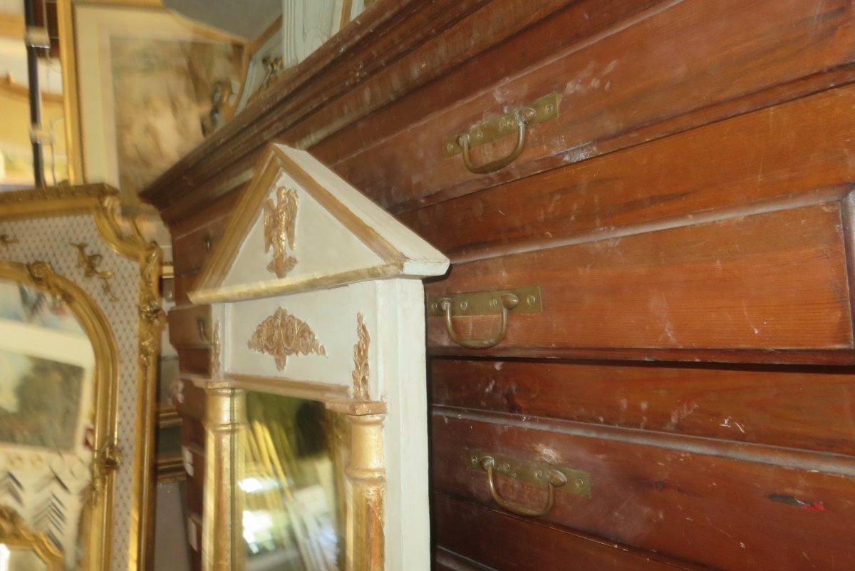 Miroir Avec Colonnes En Bois Peint Et Doré, époque 19ème.-photo-4