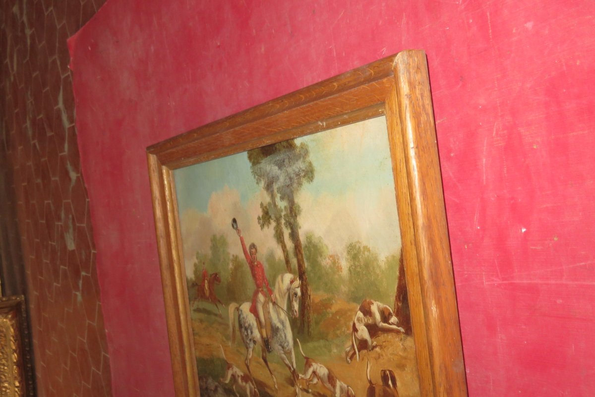 Scène De Chasse à Courre, Tableau époque 19ème.-photo-4