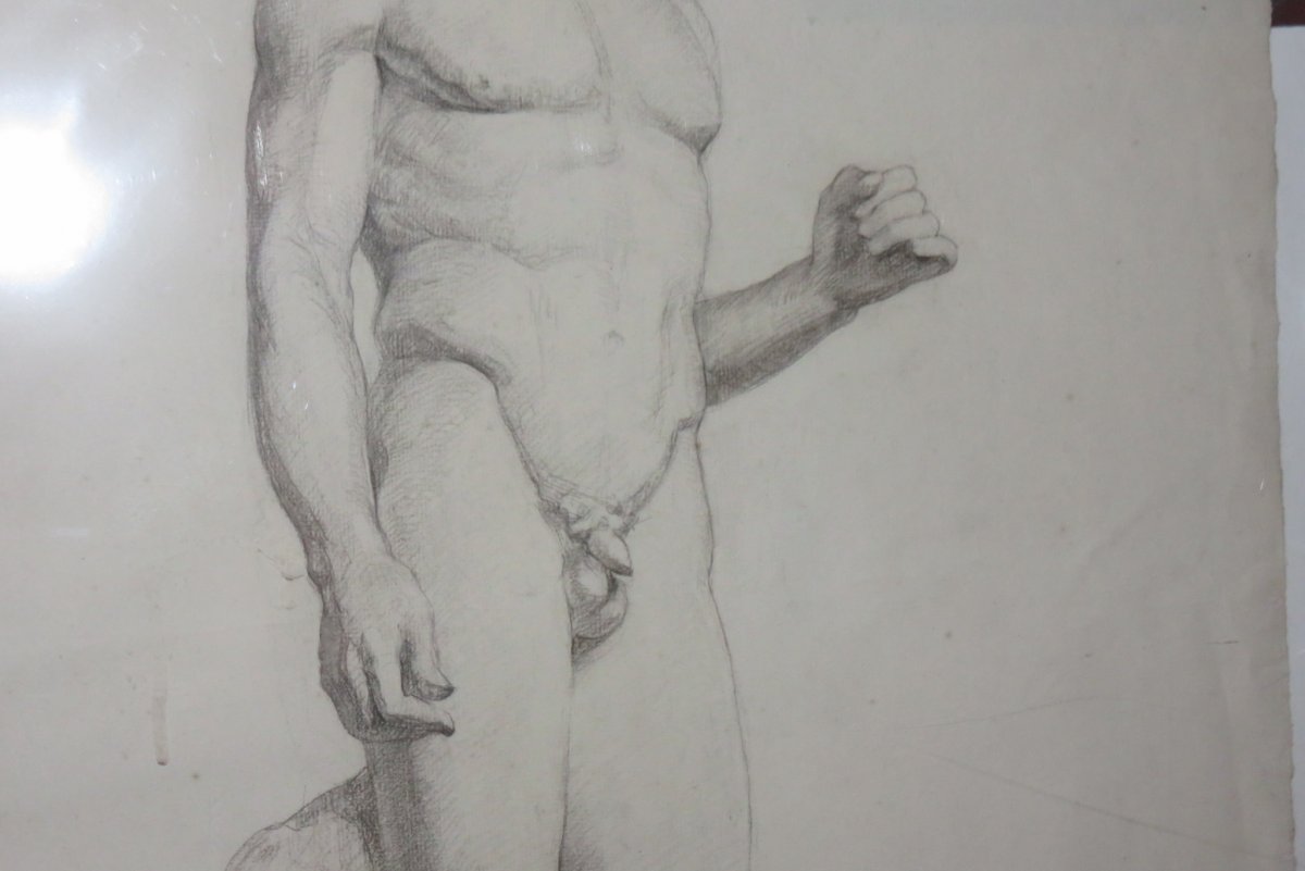 Male Nude, Charcoal Drawing, 20th Time.-photo-3