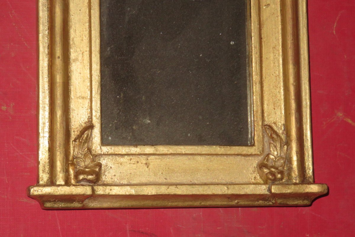 Petit Miroir  En Bois Doré , époque  19ème.-photo-4