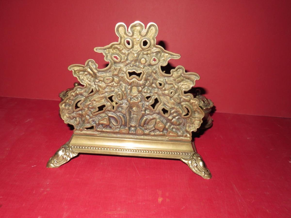 Inkwell, Bronze, 19th Time With Motifs d'Angels.-photo-5