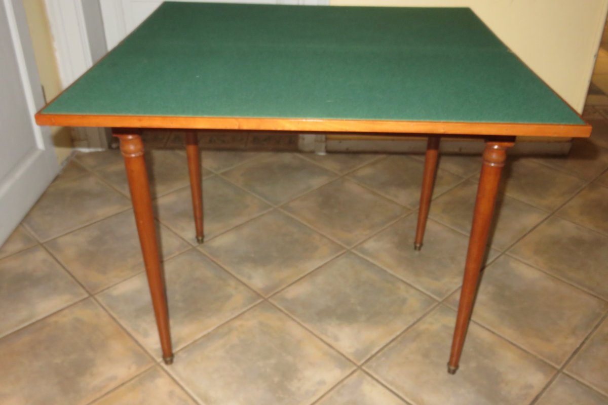 Table à Jeux, En Bois Merisier, époque Fin 19ème.-photo-2