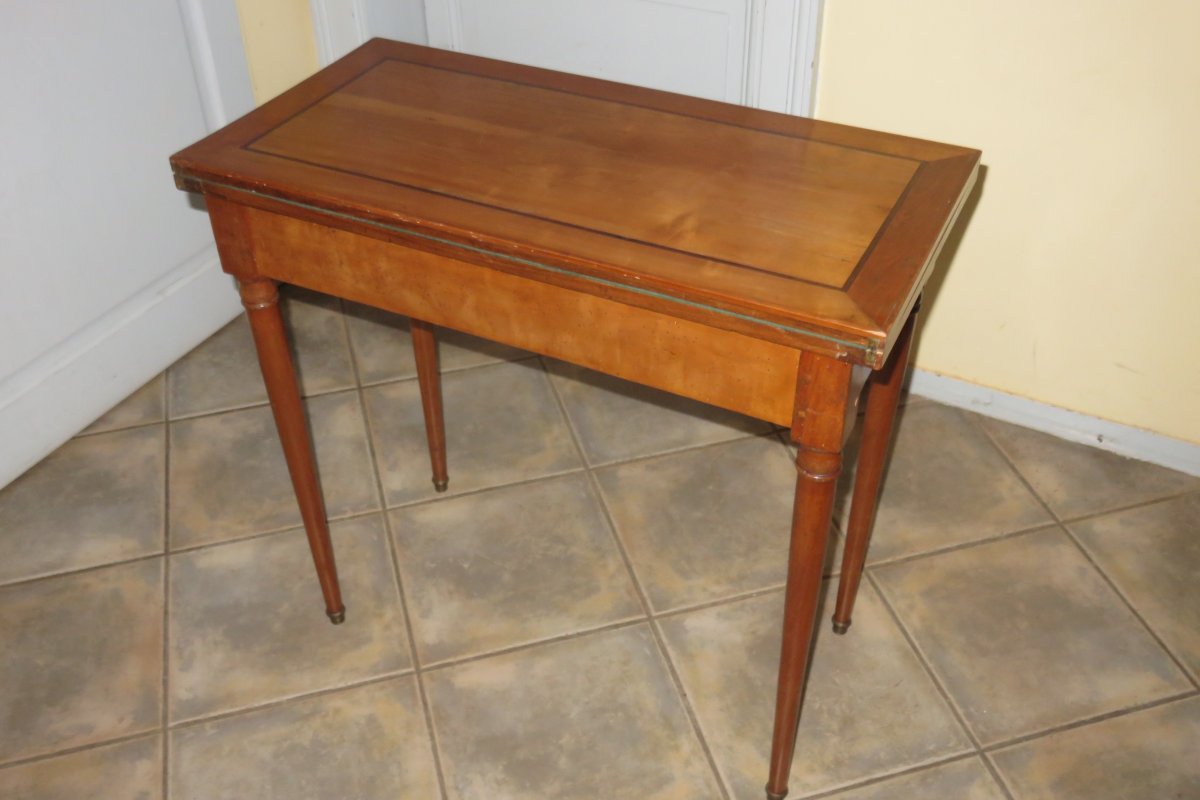 Game Table, In Cherry Wood, Late 19th Time.