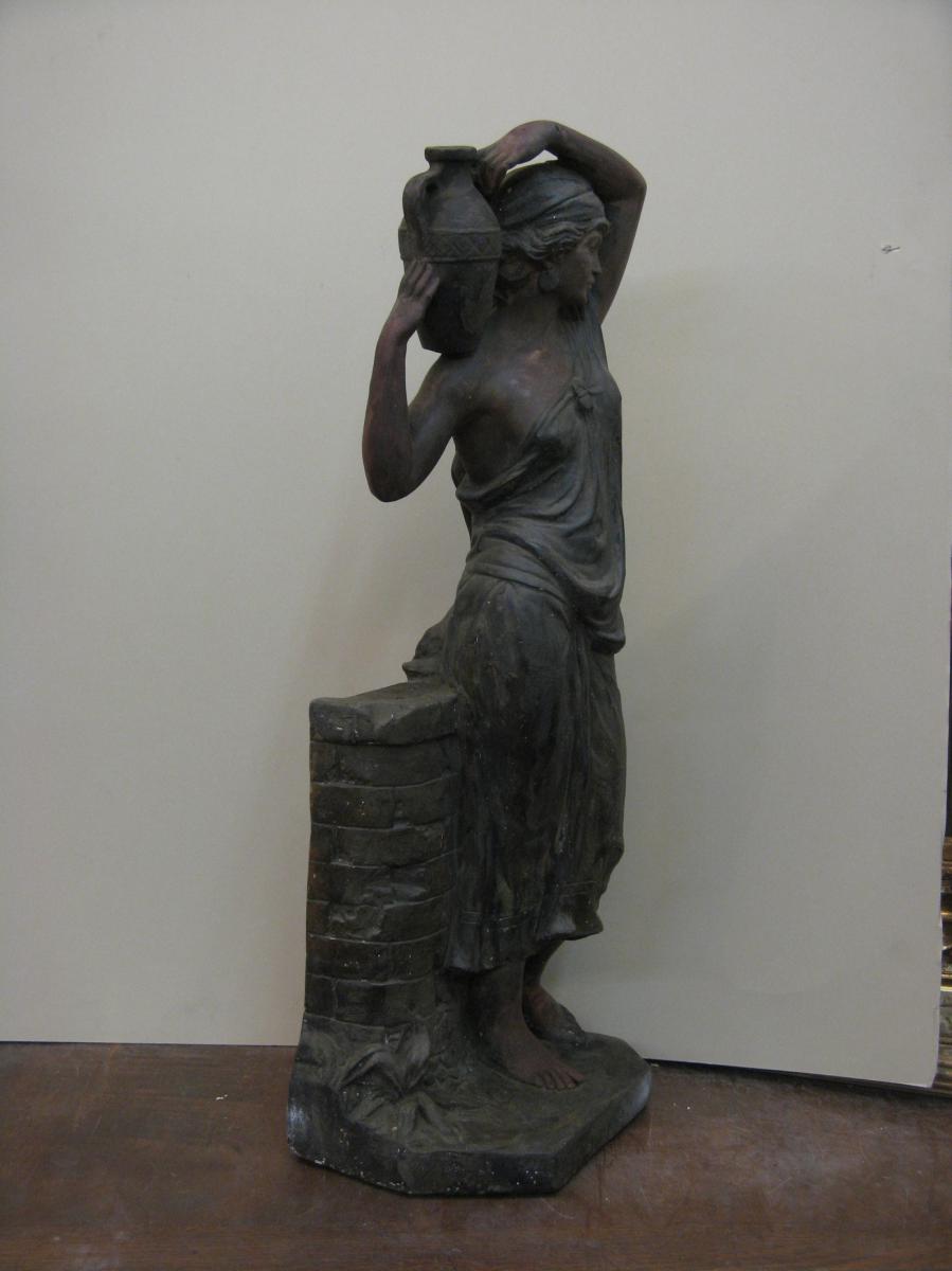 " La Samaritaine ", Sculpture signée, en  plâtre, époque 20ème.-photo-3