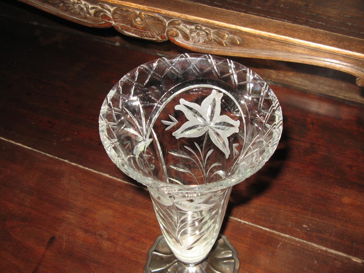 Vase En Cristal, époque Art Déco.-photo-1