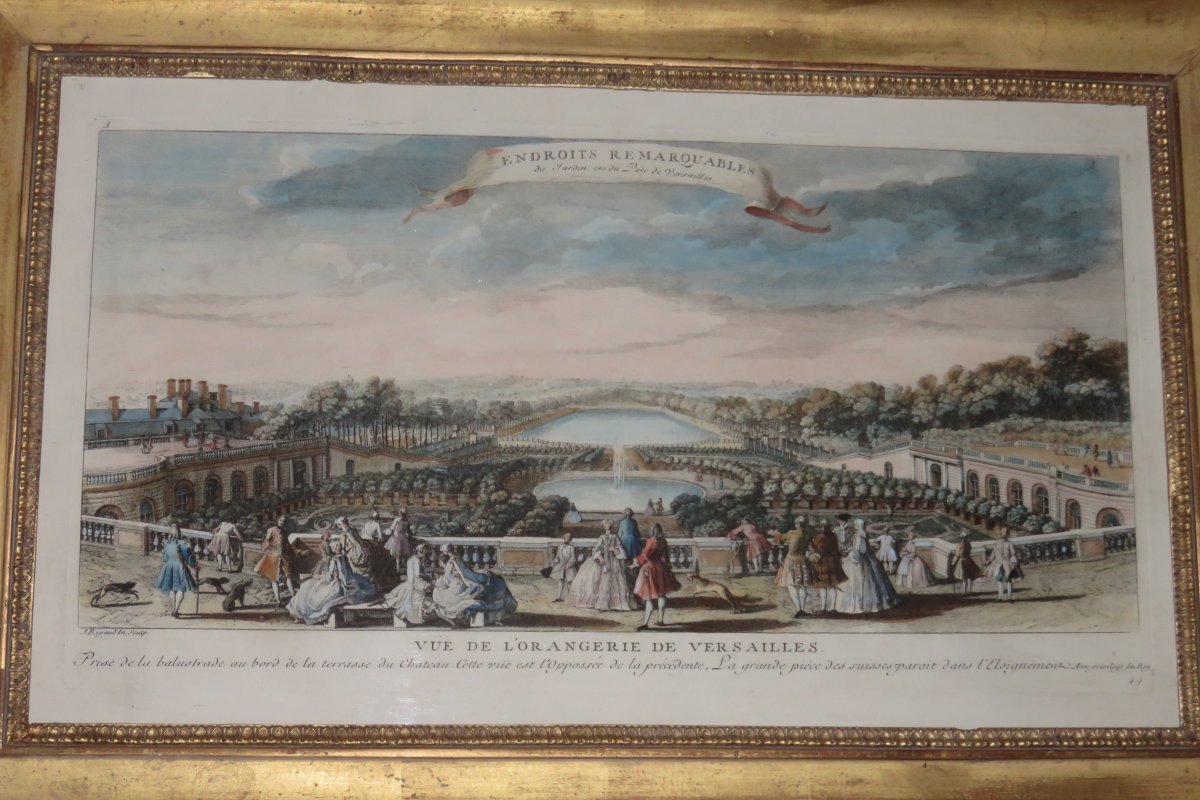 The Orangery Of The Chateau De Versailles, 18th Century Optical View.