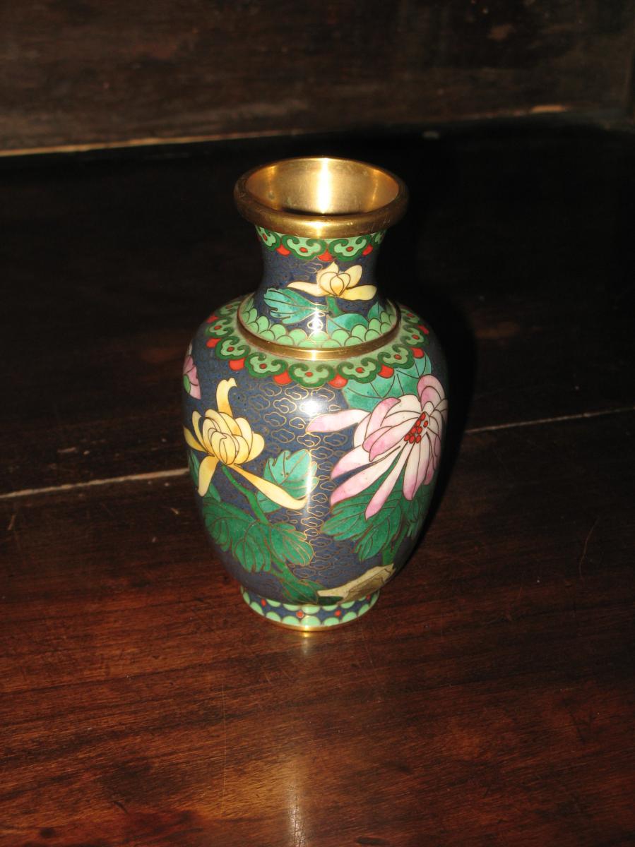 Chinese Cloisonne Vase Copper, 20th Time.-photo-2