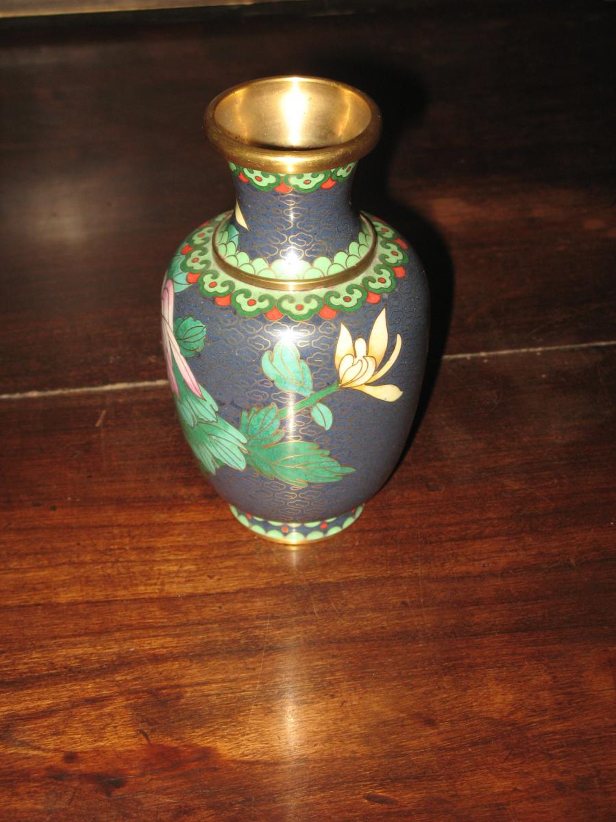 Chinese Cloisonne Vase Copper, 20th Time.-photo-3