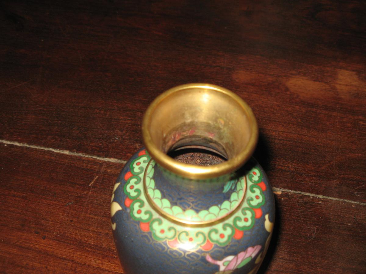 Chinese Cloisonne Vase Copper, 20th Time.-photo-4