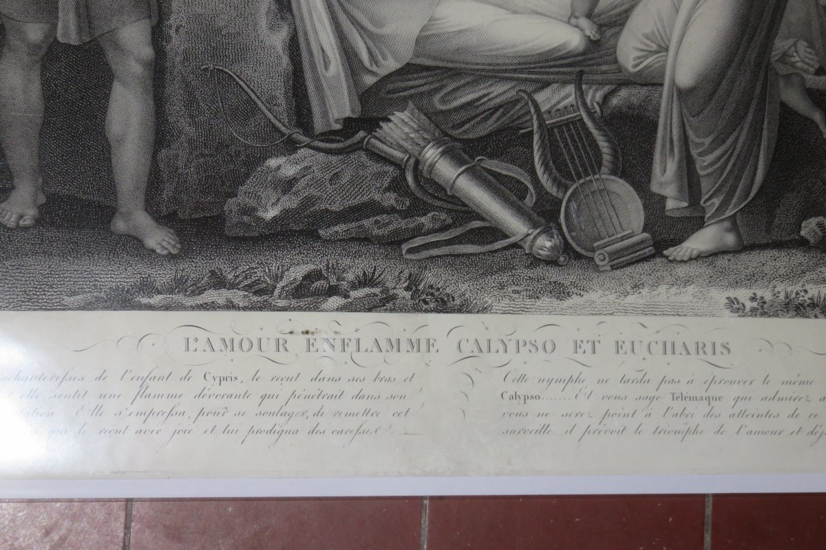 "love Ignites Calypso And Eucharis", 19th Century Etching.-photo-2
