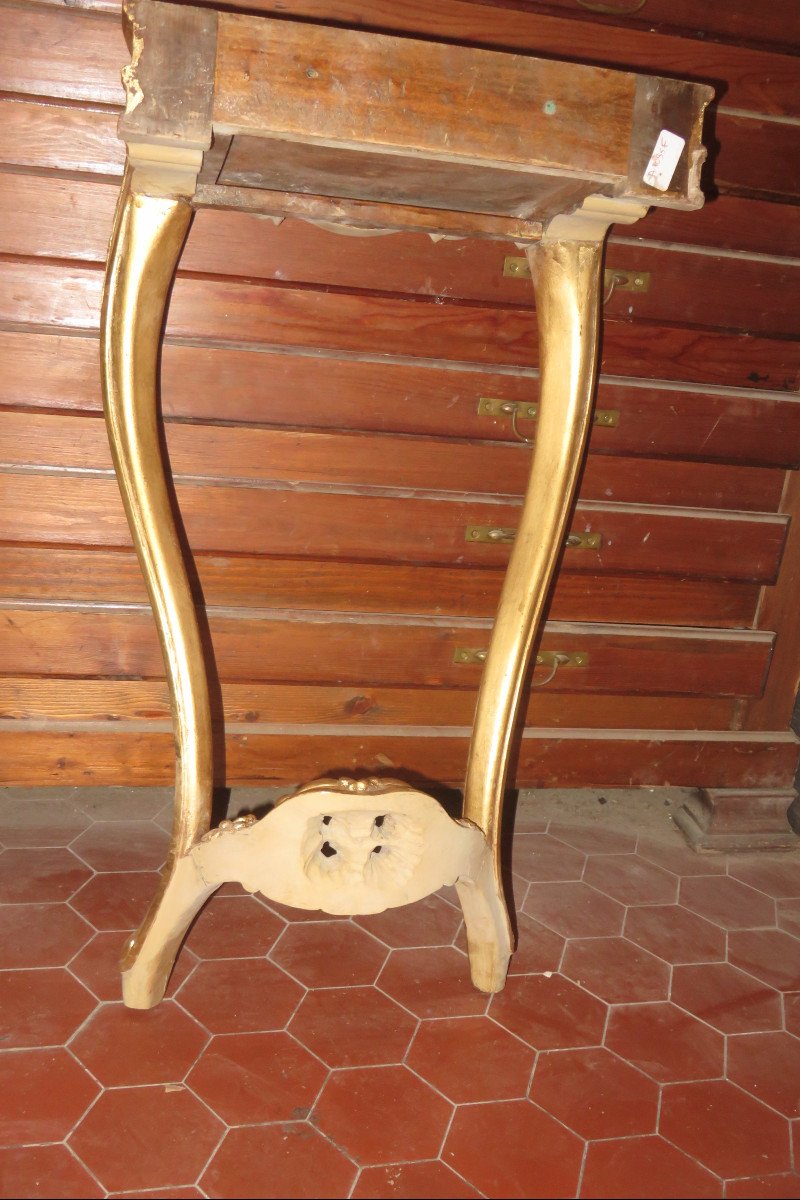 Paire De Console à Deux Pieds, époque 19ème, En Bois Doré.-photo-7