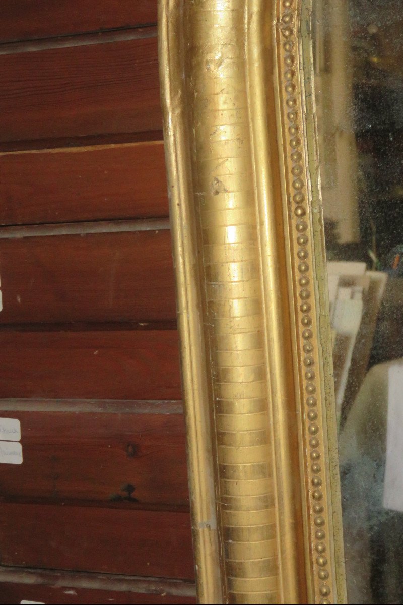 Miroir Louis Philippe, avec fronton,  époque 19ème, En Bois Doré.-photo-3