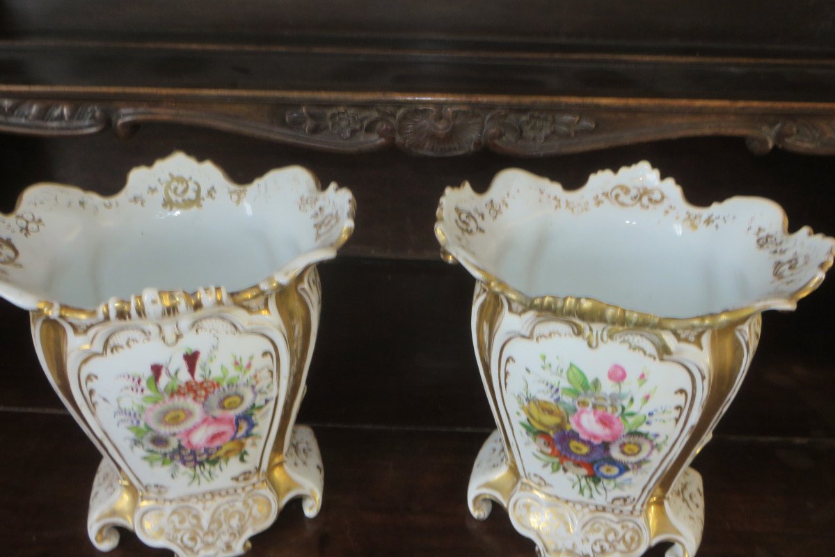 Pair Of Bridal Vases, Porcelain, Late 19th Time.-photo-2