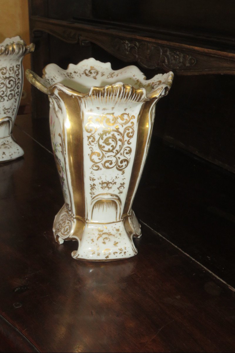 Paire De  Vases De Mariée,  Porcelaine, époque Fin 19ème.-photo-1