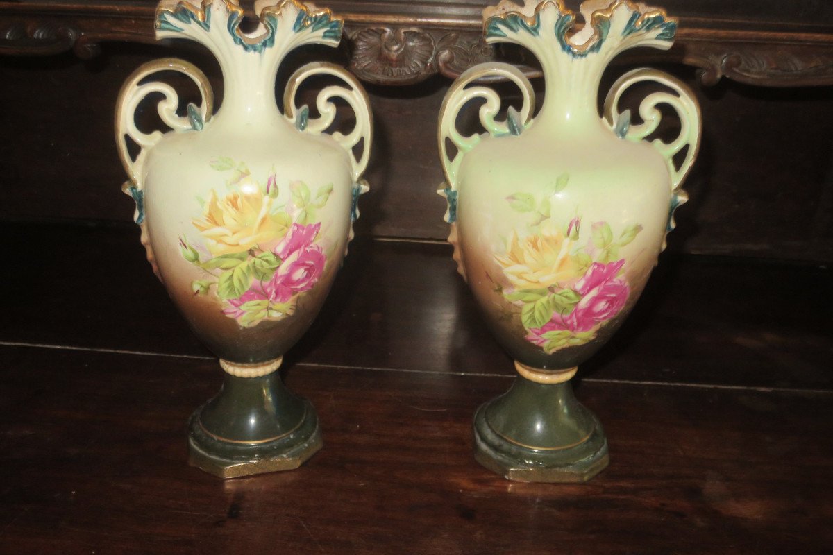 Paire De  Vases en   Porcelaine, époque Fin 19ème.-photo-3