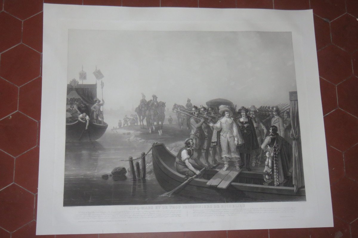 Cinq Mars, Favori Du Roi Louis XIII ; Avec Thou, Prisonniers De Richelieu, Eau-forte 19ème.-photo-2