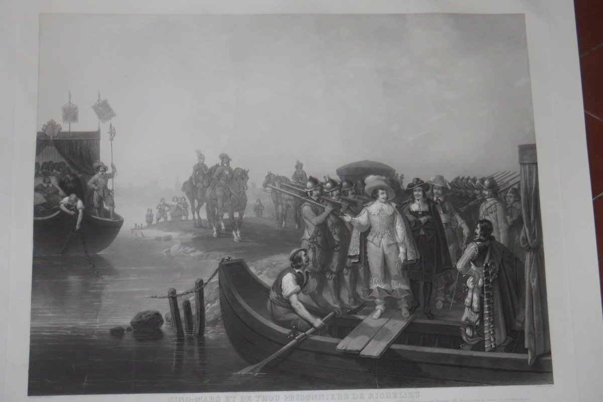 Cinq Mars, Favori Du Roi Louis XIII ; Avec Thou, Prisonniers De Richelieu, Eau-forte 19ème.-photo-3