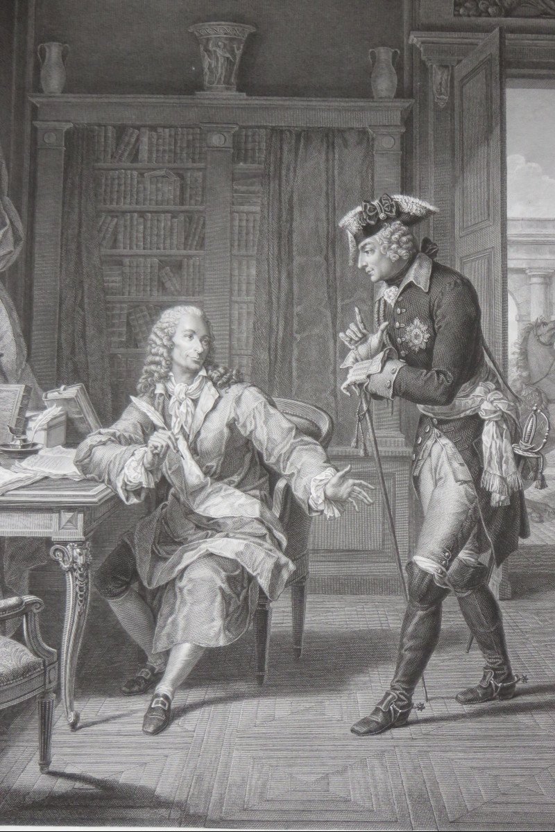 " Fréderic et Voltaire ",  gravure époque 19ème.-photo-2