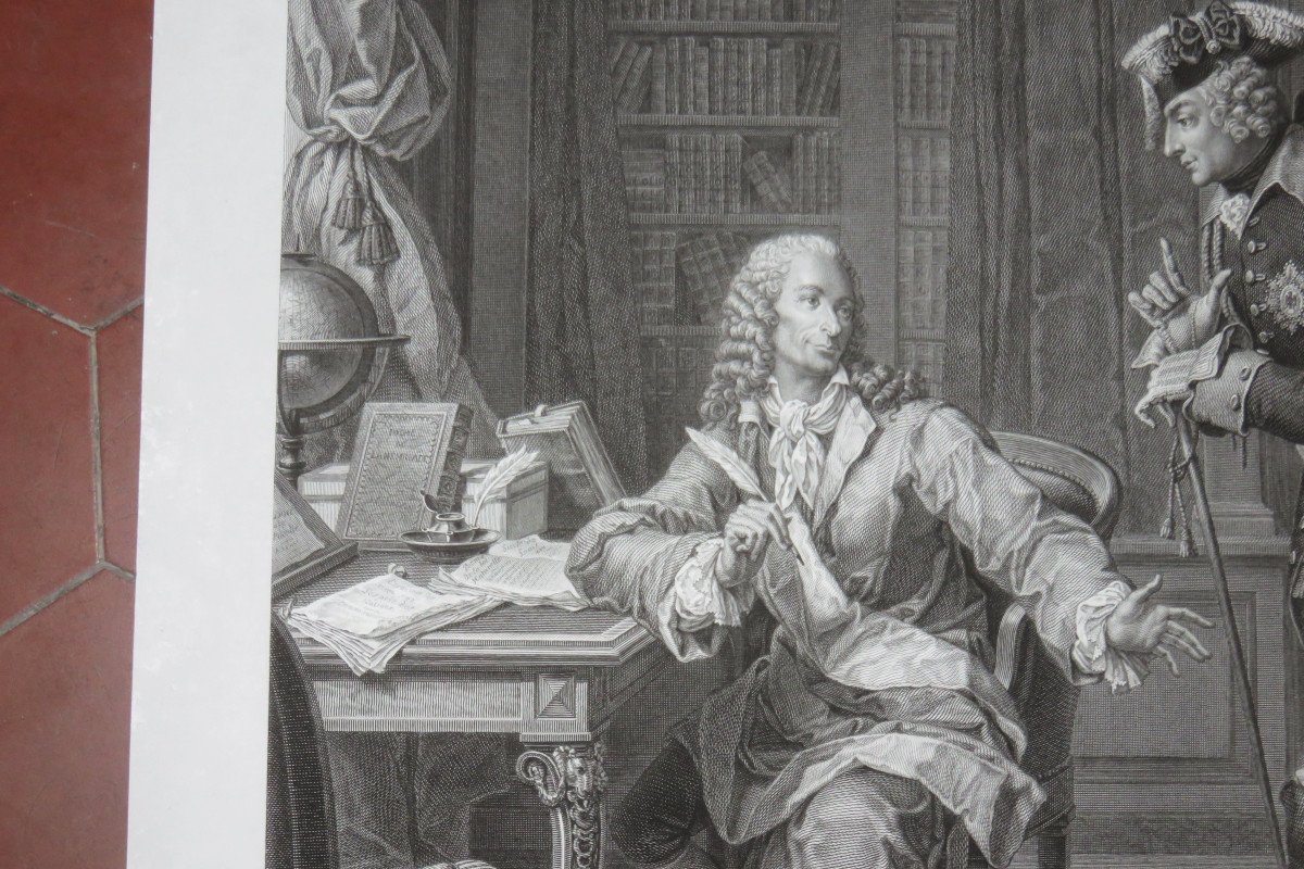 " Fréderic et Voltaire ",  gravure époque 19ème.-photo-3