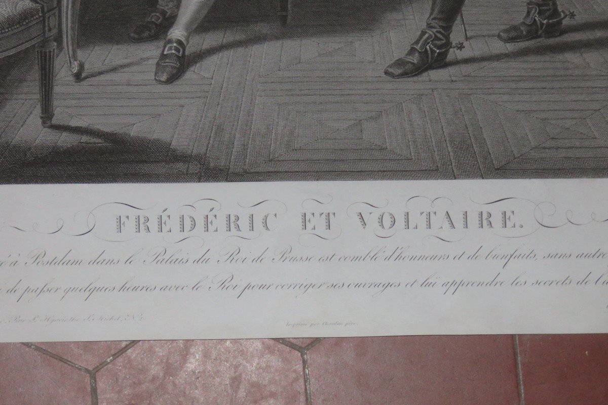 " Fréderic et Voltaire ",  gravure époque 19ème.-photo-1