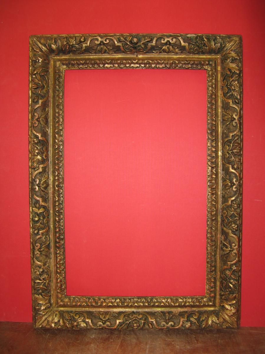 Cadre époque 17ème, Louis XIII, En Bois Doré.