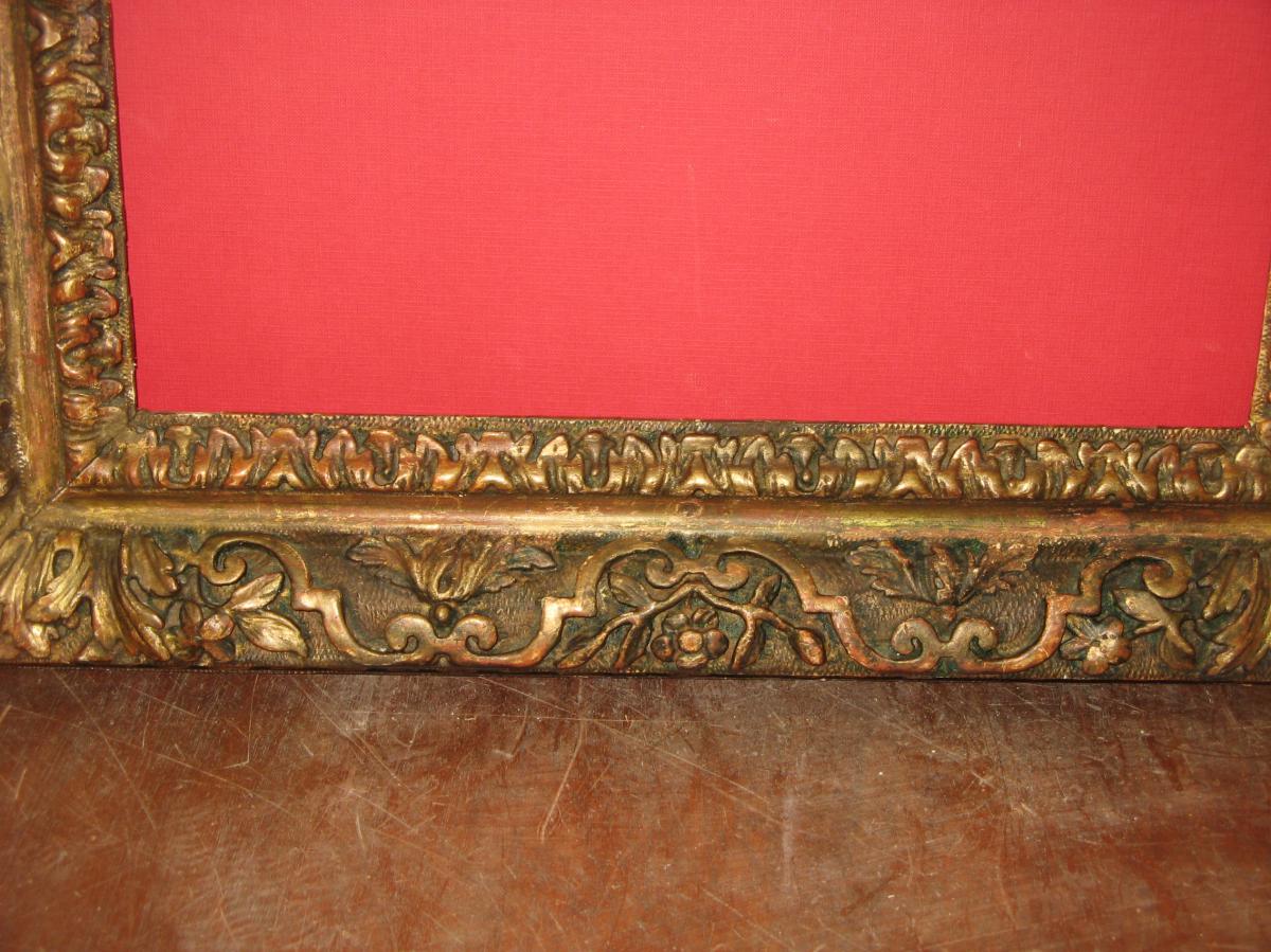 Cadre époque 17ème, Louis XIII, En Bois Doré.-photo-3