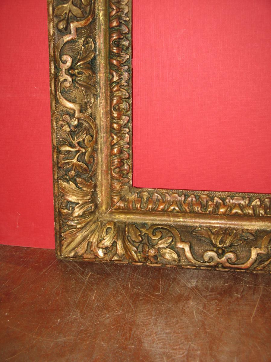 Cadre époque 17ème, Louis XIII, En Bois Doré.-photo-2