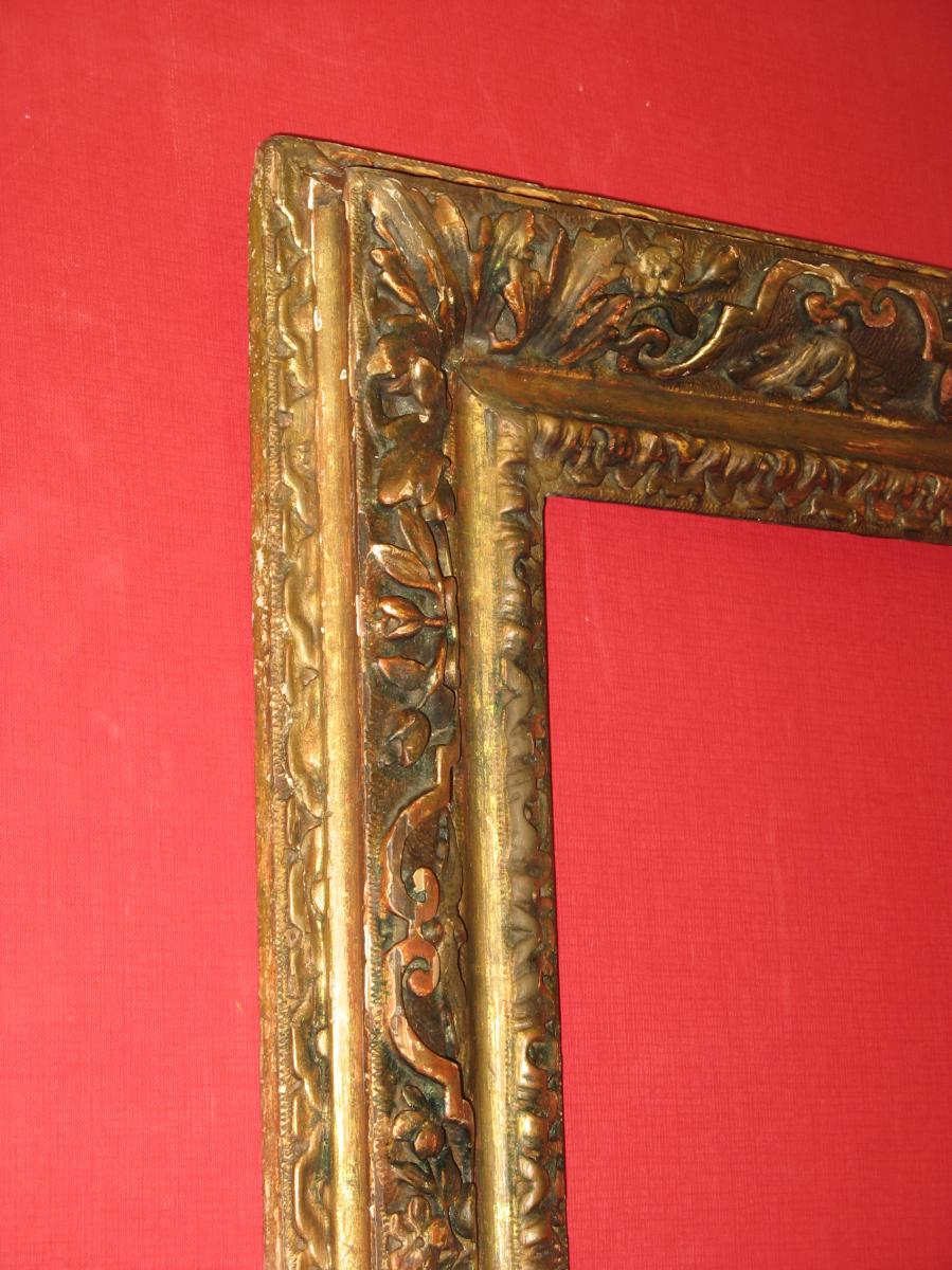 Cadre époque 17ème, Louis XIII, En Bois Doré.-photo-4