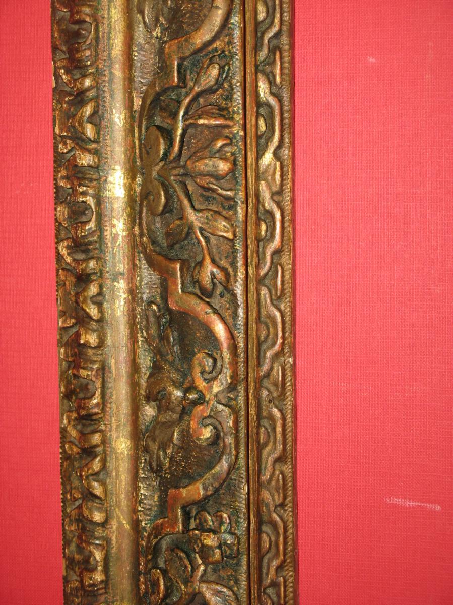 Cadre époque 17ème, Louis XIII, En Bois Doré.-photo-5
