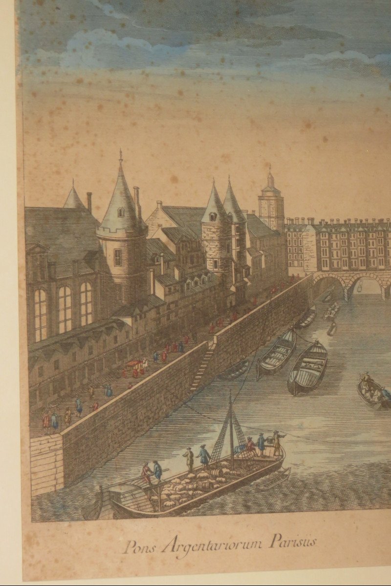 " Le pont au Change à Paris", vue d'optique époque 18ème.-photo-3
