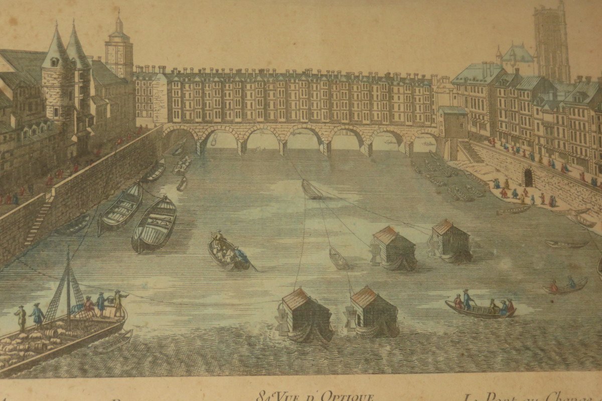 " Le pont au Change à Paris", vue d'optique époque 18ème.-photo-4