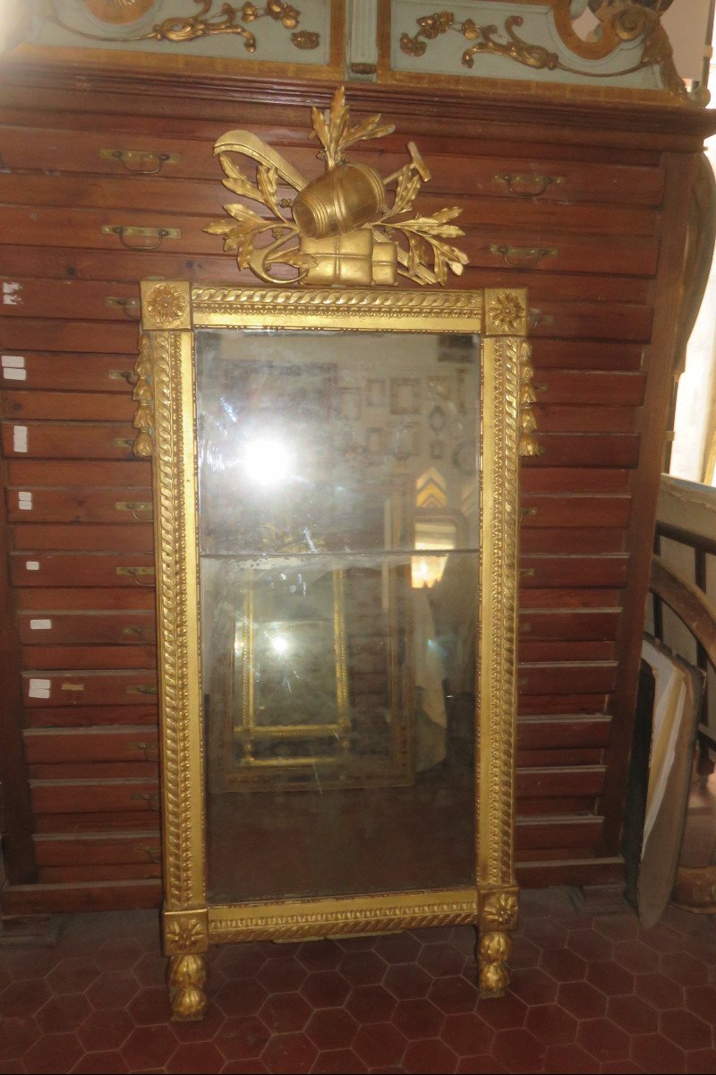 18th Century Mirror, Louis XVI In Golden Wood.