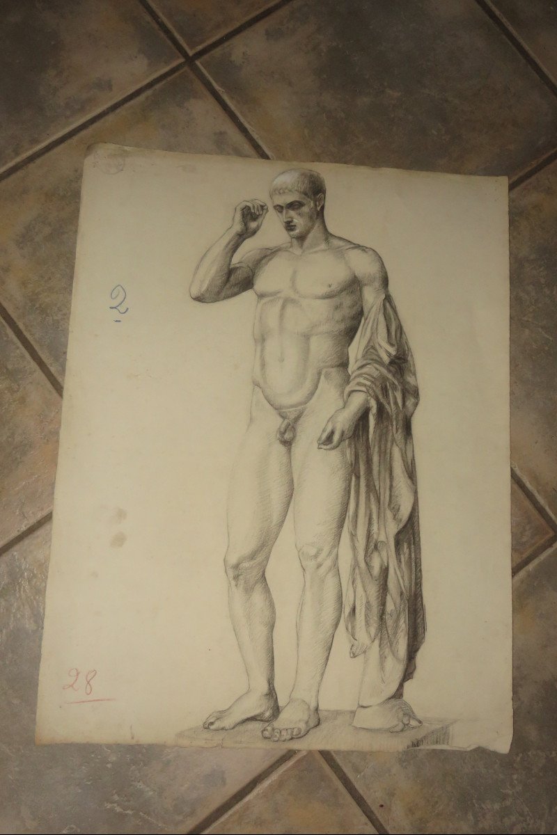 Two Large Drawings Of Nudes From The Early 20th Century.-photo-2