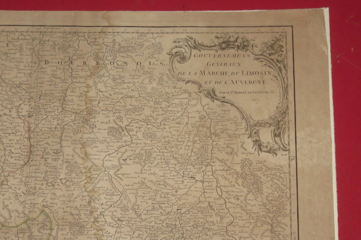 Map "general Governments Of The March Of Limosin And Auvergne", 18th Time.-photo-3