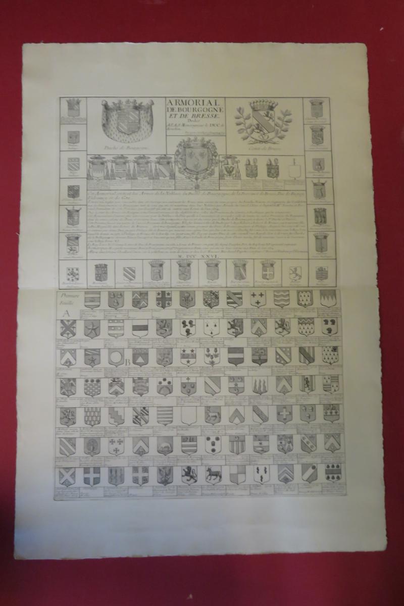 ""Armorial De Bourgogne Et De Bresse", Eau-forte début20ème.